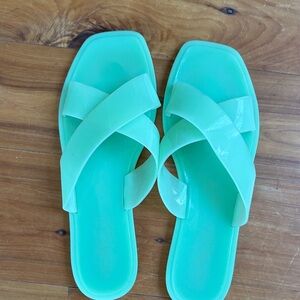 Mint Green Slide Sandals